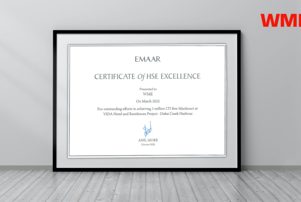 certificate of HSE Excellence WME